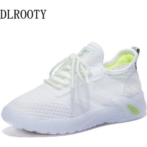 Women Flats Casual Shoes Summer Fashion Outdoor Breathable Mesh White Shoes Lace Up Woman Platform Round Toe Walking Sneakers