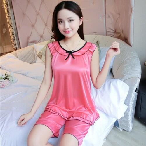 Ladies Silk Pajamas Adult Sexy Summer Lace Sleepwear Female Silky Sweet Sleepdress Temptation Home Furnishing Nightwear B-6619