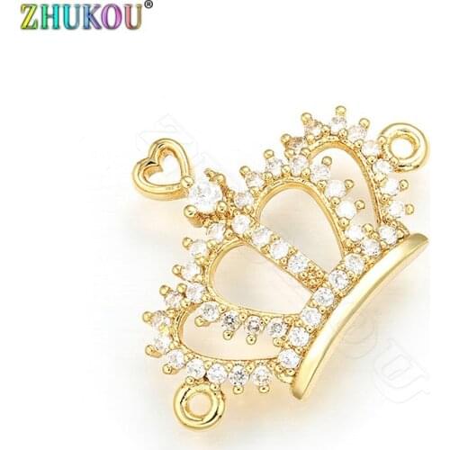 ZHUKOU 17x23mm High quality Crown Charms Connector for women Handmade jewelry making Accessories model:VS327