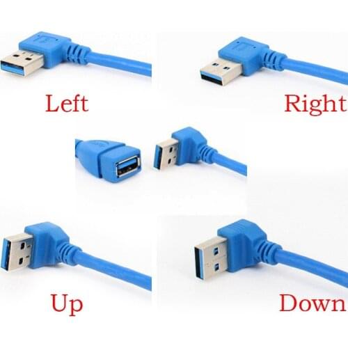 1pcs Hight speed USB 3.0 Right / Left UP Down Angle 90 Degree Extension Cable Male To Female Adapter Cord USB Cable 20cms