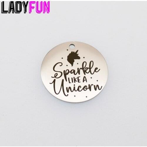 Unicorn Charm Stainless Steel Laser Logo Like A Unicorn Charms High Polish Mirror Surface Pendant 25mm 10pcs