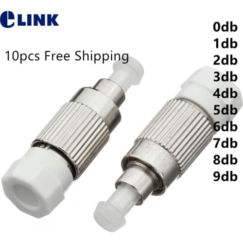 10pcs FC UPC fiber FM attenuator female to male plug type 0db 1dB 2db 3db 4db 5dB ftth optical attenuator Free Shipping ELINK