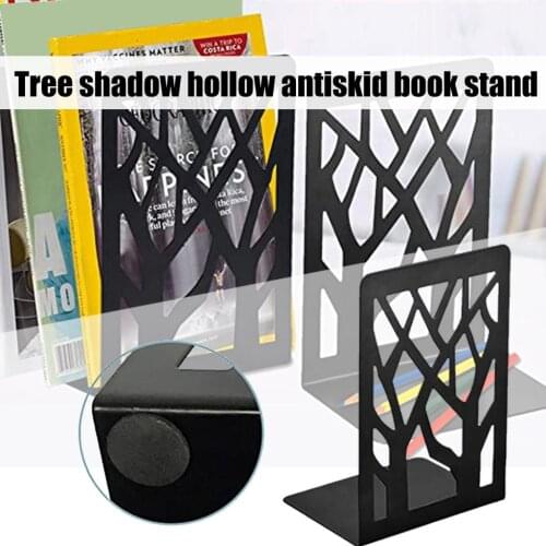 2PCS/Pair Metal Non-Slip Bookend Bracket Book Support Stand Desk Organizer Storage Holder Shelf Office Book Stopper