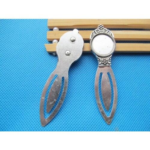 20pcs Antique Silver/Antique Bronze Bookmark Base Setting Tray Bezel Pendant Charm,Fit 20mm Cabochon/Picture/Came