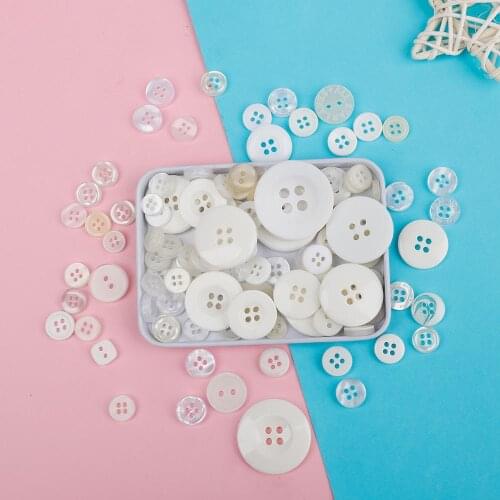 2-4 Holes 40Pcs Colorful Mix S M L Pack Kids Resin Buttons Plastic Clothes Sewing Tools Round Shape Garment Supplies Accessories