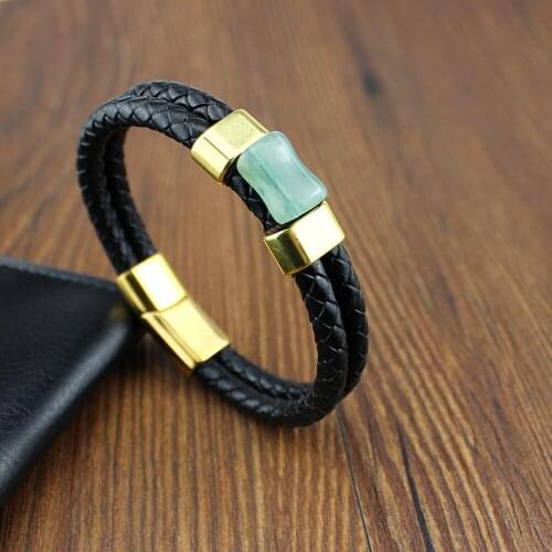 2021 high quality natural tiger eye bamboo bead bracelet mens and womens handmade leather jewelry bracelet gifts