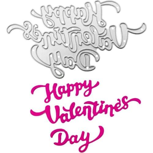 Happy Valentines Day Metal Cutting Dies Stencil Scrapbooking DIY Album Stamp Paper Card Embossing Decor Craft New Dies for 2020