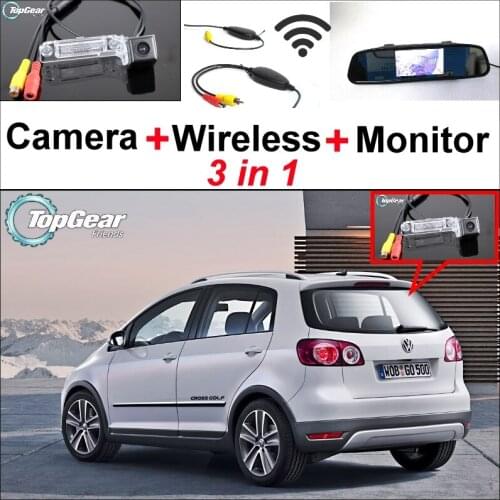 3 in1 Special Camera + Wireless Receiver + Mirror Monitor Easy Parking System For VW Volkswagen Golf Plus CrossGolf Cross Golf