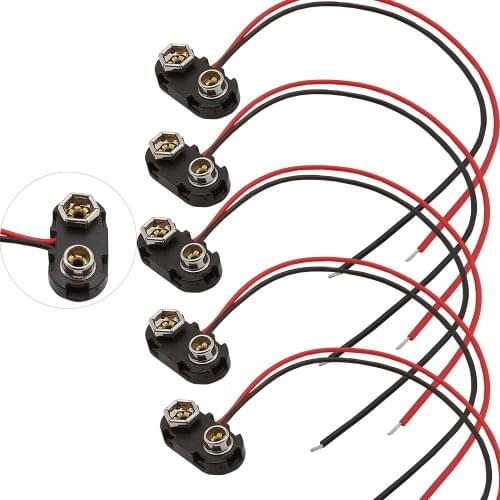 5/10 Pcs T Type 9V Battery Snap Connector Clip Lead Wires Holder Plastic Hard Shell Battery Snap Line length 15CM
