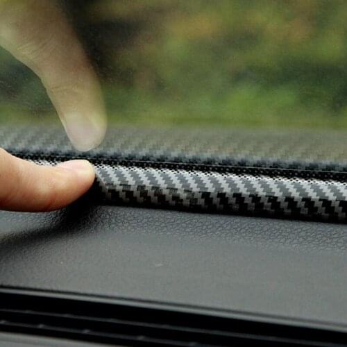 Car Strip Carbon Fiber Sticker Dashboard Edges Sealing Pattern Noise Insulation Interior Front Sealing Rubber Strips 1.6M