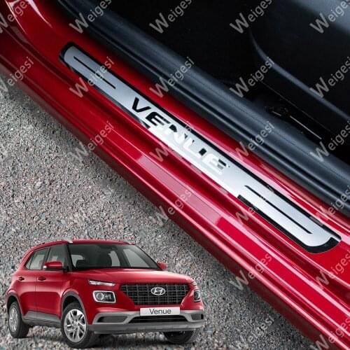 Car Accessorise Stainless Steel Car Door Sill Protector Scuff Plate For HYUNDAI VENUE 2019-2020