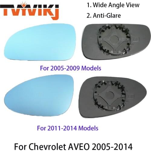 TVYVIKJ Side Rearview Mirror Blue Glass Lens For Chevrolet AVEO 2005-2014 Chevy Wide Angle View anti glare door mirror