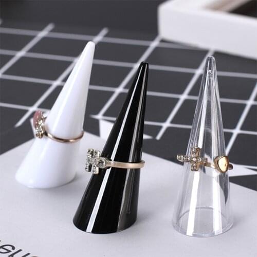 Fashion Single Finger Cone Fingertip Display Ring Holder Storage Acrylic Display Showcase Stand Rings Jewelry Organizer