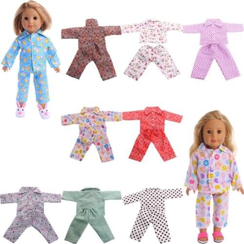 Doll Printed Pajama Set Suitable For Autumn &Winter For 18 Inch &43 Cm Doll &New Born Baby Generation Birthday Girls Toy Gifts