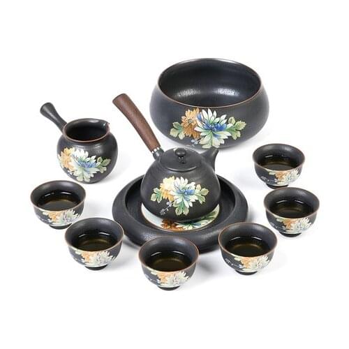 Japanese-style kung fu tea set home ceramic tea sets antique kiln teapot cup set gift box