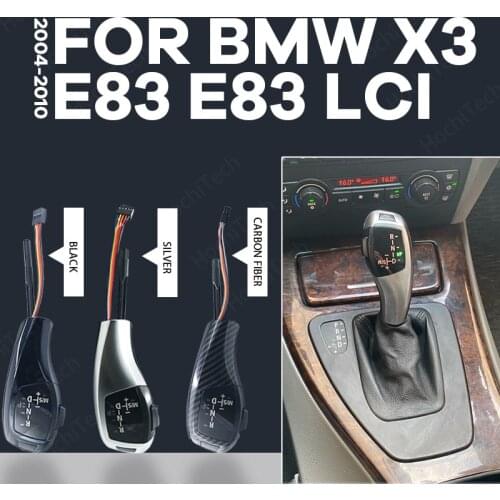 F30 Style PU Leather Carbon Fiber Black Silver LED Gear Shift Knob For BMW x3 E83 E83 LCI 2004-2010 Accessories