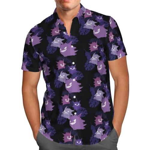 Harajuku Anime 3D Beach Hawaiian 2021 Summer Shirts Short Sleeve Shirt Streetwear Oversized 5XL Camisa Social Chemise Homme-669