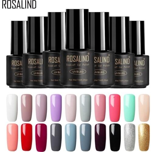 ROSALIND 7ML 58 Colors Gel Nail Polish Pure Color Series Top Base Gel Lacquer For Nail Manicure UV&LED Lamp Gel Varnish