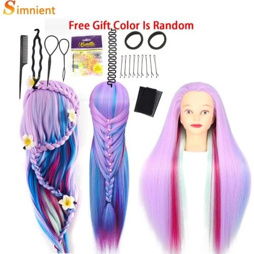 28" 100% High Temperature Firber Colorful Hair Doll Heads Nice Hairdressing Training Head Nice Dummy Hairdresser Mannequin Head