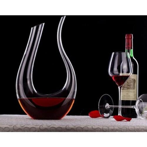 Crystal Glass Decanter Artificial Blowing Harp U Shaped Wine Bottle European Home Creative Grape Wine Jug Slim Sake Bottle
