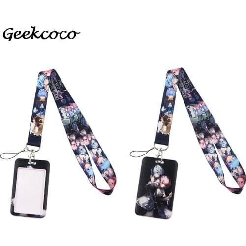 J2224 Anime Lanyard Keychain key Badge Mobile Phone Rope Lanyard With Kawaii Card Holder Cover