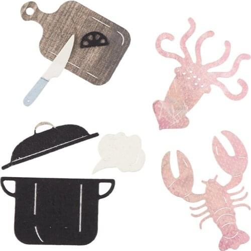 Pot Knife Cookware Octopus Shrimp Mixed Element Metal Cutting Dies Stencil DIY Scrapbooking Crafts Cards Making Template 2020