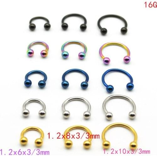 Horseshoe 316L Surgical Steel Nose Ring Circular Piercing Ball Body Jewelry Rings CBR Earring For Girl 16G 6MM 8MM 10MM 50pcs