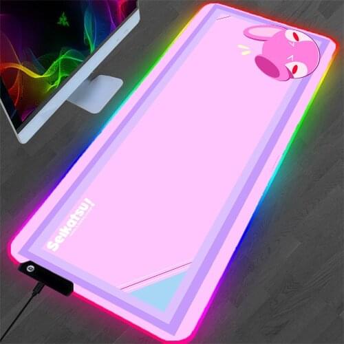 Mouse Pad Purple Rgb Non-slip Rubber Office Game Player Accessories Pad Notebook Led Light Emitting MousePad with Usb Interface