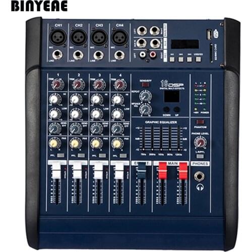 4 Channel Powered Mixing Console DJ Audio Mixer PMX402 Amplifier Microphone For Karaoke System 500W