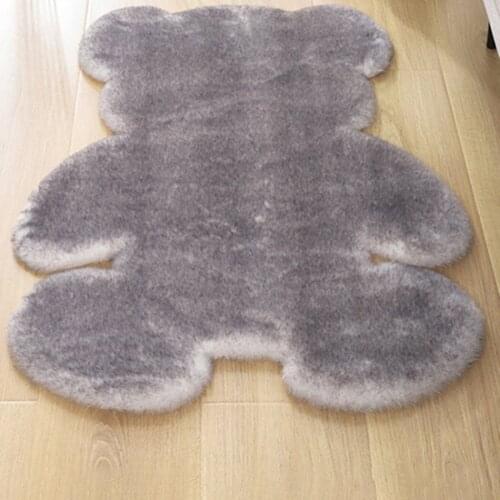 Cartoon Bear Soft Faux Sheepskin Rug Carpet Imitation Rabbit Warm Wool Carpet Bedroom Mat Bedroom Carpet Sofr Carpet Area Rugs