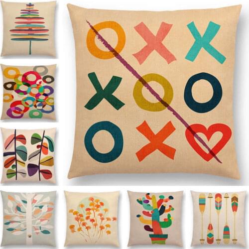 New Arrivals Colorful Cartoon Plants Cute Trees Rain Stars Flowers Leaf Rainbow Geometric Abstract Pattern Cushion Cover