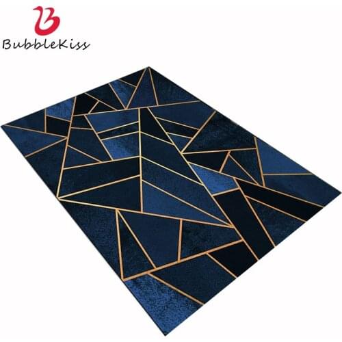 Bubble Kiss Rug And Carpet For Home Living Room Modern Heavy Metal Style Blue Line Pattern Rugs Carpet for Bed Room Floor Mat