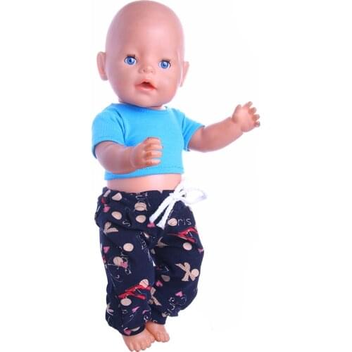 Doll Clothes Handmade 2 Pcs Shirt+Leggings Accessories Fit 18 Inch American Doll & 43 Cm Born Doll For Generation Toy