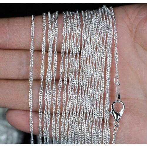 Wholesale Lots 10pcs/lot 2mm Silver Plated Water Wave Chain Necklaces 16" 18" 20" 24" Wholesale Fashion Jewelry Necklace Chains