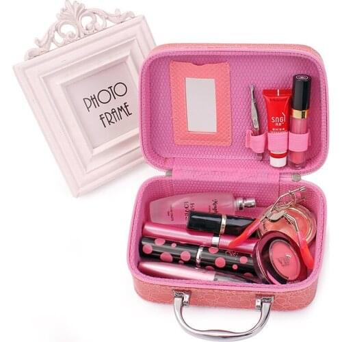 Portable PU leather Box Makeup Organizer Cosmetic Container For Travelling Lipstick Box Makeup Tools Storage Boxes For Home