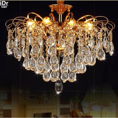 Jane European luxury crystal lamp living room bedroom lamp creative restaurant lighting lamps gold Chandeliers Lmy-0239