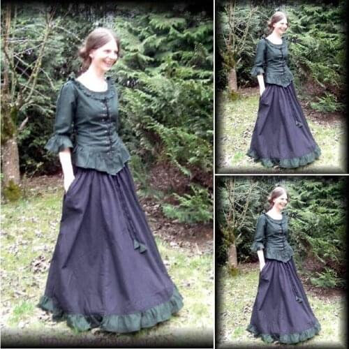 SC-304 Victorian Gothic/Vintage Dress Halloween Theater Movie dresses Prairie Chic print dress Custom made