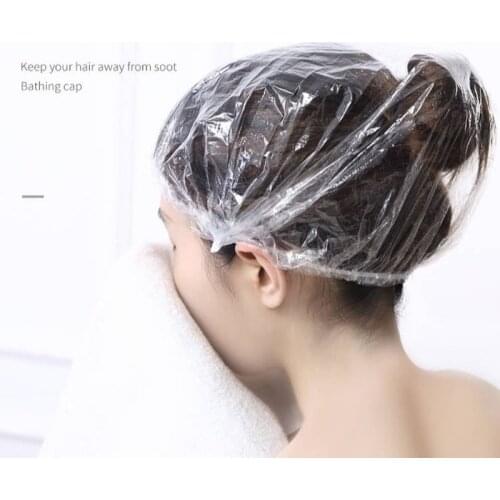 5Pcs Disposable Hotel Clear Bath Bonnet Spa Hair Salon Home Shower Bonnet Elastic Caps Bathroom Products Bath Bonnet