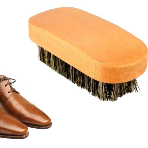 Pig Hair Shoe Shine Brushes With Horse Hair Bristles For Boots Shoes Care Cleaning Brush For Suede Nubuck Boot