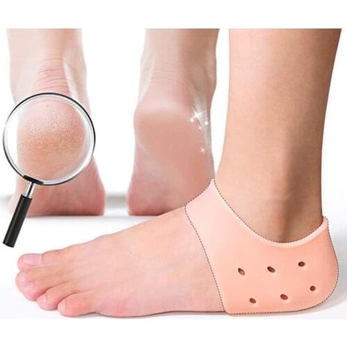 2pcs Silicone Feet Care Moisturizing Socks Relief Plantar Fasciitis Heel Pain Anti Cracked Heel Protector Sleeve Foot Care Tool
