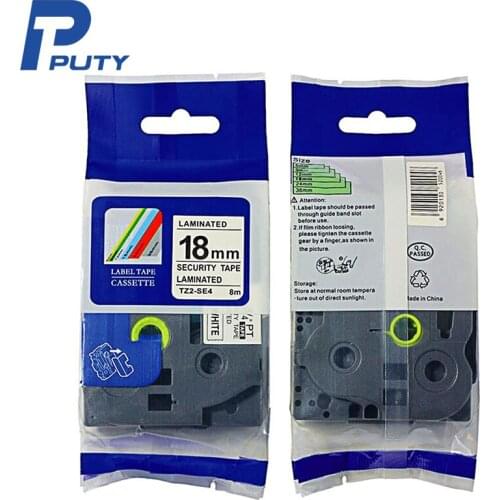 PUTY 5pcs Compatible TZ-SE4 Security Tapes 18mm tze-se4 Black on White TZe SE4 tze Tapes for Brother Ptouch Label Printer