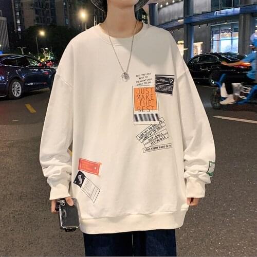 2021 Autumn Spring Black White Sweatshirt MenS Hip Hop Long Sleeve Pullover Hoodies Streetwear Sweatshirt Harajuku Clothing 5XL