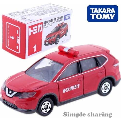 Takara Tomy Tomica No.1 Nissan X-Trail Fire Chief Car 1/63 Diecast Mini Model Kit Collectibles Hot Baby Toys Pop Kids Bauble
