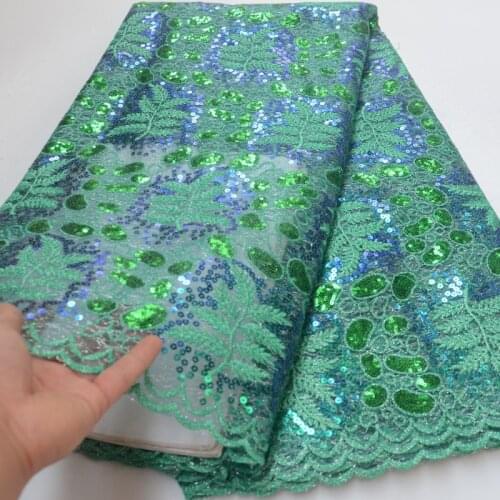 8 colors High quality green African sequins French net lace fabric wonderful embroidered French lace fabric for dress FLP181