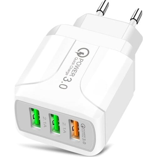 Fast charging USB charger EU US UK plug wall for iPhone Samsung mobile phone Xiaomi Huawei 3 port fast mobile phone charging ada