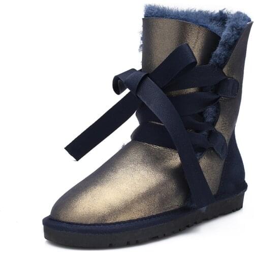 Genuine Sheepskin Top Quality Shoes Women 2020 Natural Fur Wool Real Wool Boots Women Snow Boots Flats Boots Botas Mujer