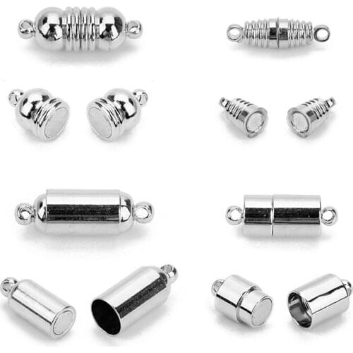 10sets/Lot Strong Magnetic Clasps Rhodium End Clasp Connectors For Jewelry Makings Leather Bracelet Necklace DIY Accessories
