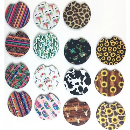 10pcs Neoprene Car Cup Table Mat Contrast Mug Coaster Flower Teacup Rainbow Colors Pad For Home Decor Accessories Placemat