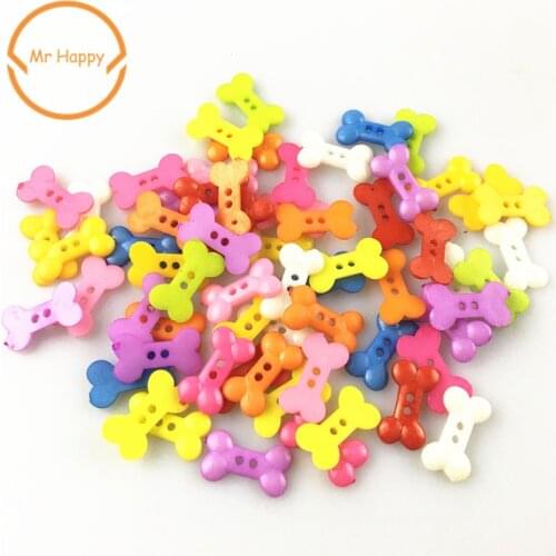 100PCs 18X10 mm bone Shape Mixed Colors Resin Buttons for Sewing or Scrapbooking Garment Accessories