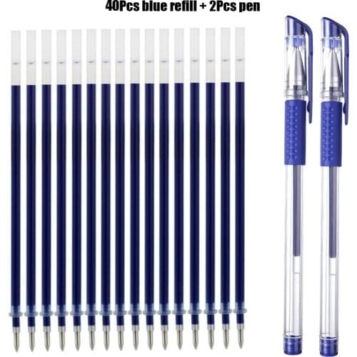 2+40Pcs Business Gel Pen Refill Set Black Blue Red ink ballpoint pen Bullet tip 0.5mm School&office writing supplies Stationery